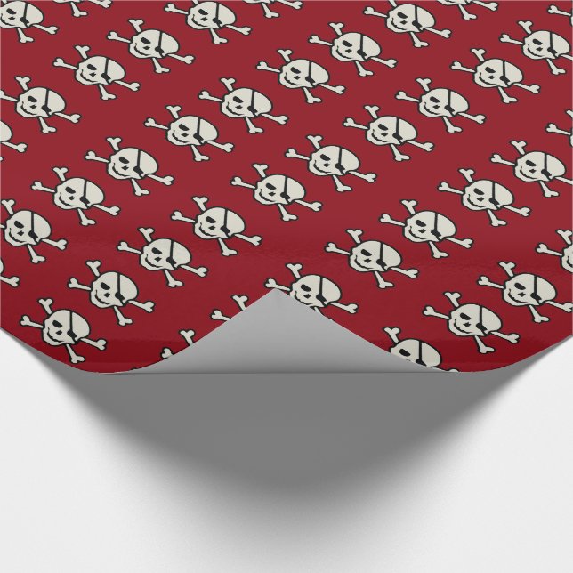 Skull - Maroon Glossy Wrapping Paper, 30" x 15' Geschenkpapier (Ecke)