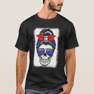Skull Messy Bun Bandana Neuseeland T-Shirt Girl 20