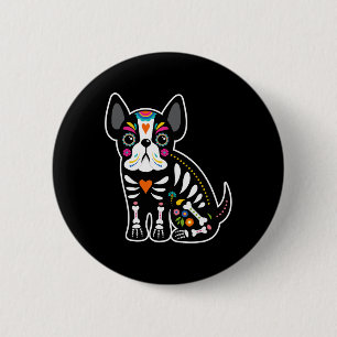 Skull mexikanische Bulldog Halloween Button