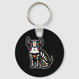 Skull mexikanische Bulldog Halloween Schlüsselanhänger