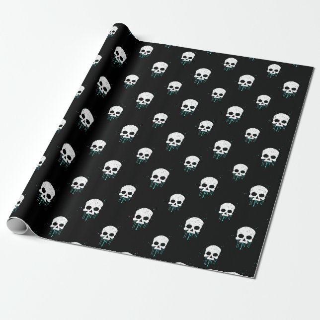 Skull mit Aquamarinen Tropfen Packpapier (Ungerollt)