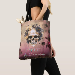 Skull mit Blue und Gold Blume Frohe Halloween