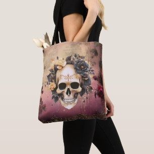 Skull mit Blue und Gold Blume Halloween