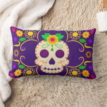 Skull mit Blume Día de los Muertos Throw Kissen