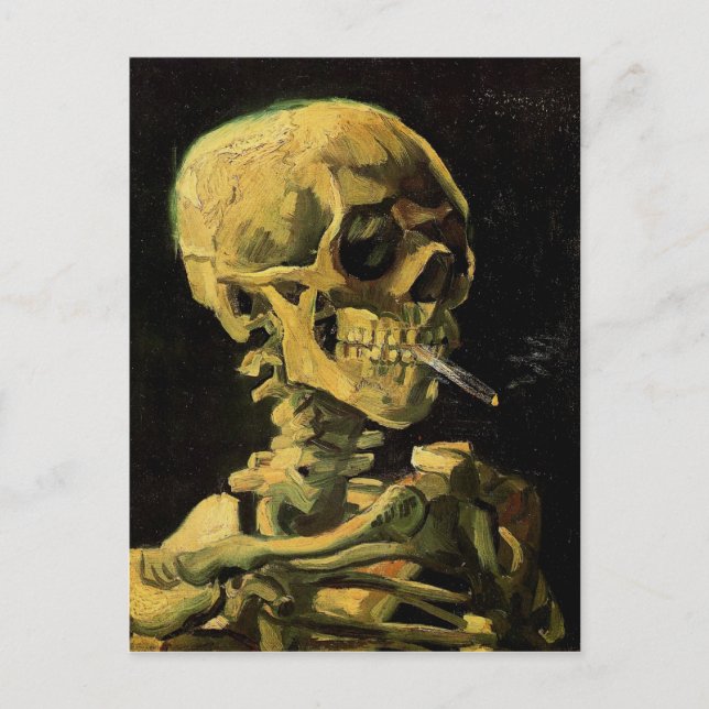 Skull mit brennender Zigarette Van Gogh Fine Art Postkarte (Vorderseite)