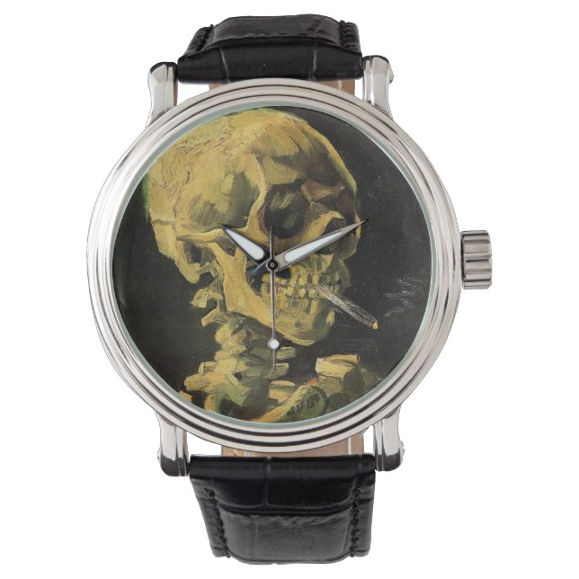 Skull mit brennender Zigarette von Vincent van Gog Armbanduhr (Vorderseite)