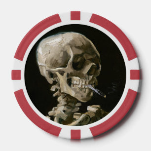 Skull mit brennender Zigarette von Vincent van Gog Pokerchips