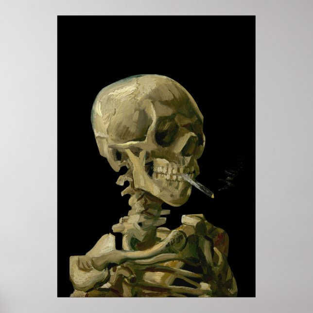 Skull mit brennender Zigarette von Vincent van Gog Poster (Vorne)