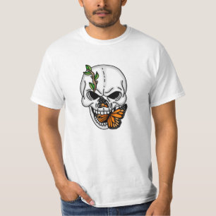 Skull mit Butterfly Digitaler Kunst T-Shirt