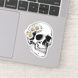 Skull mit Daisies Aufkleber
