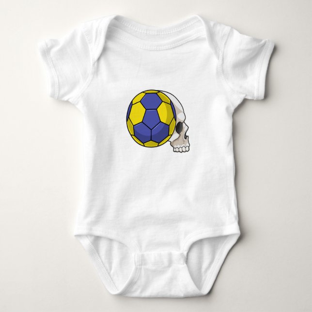 Skull mit Handball Sport Baby Strampler (Vorderseite)