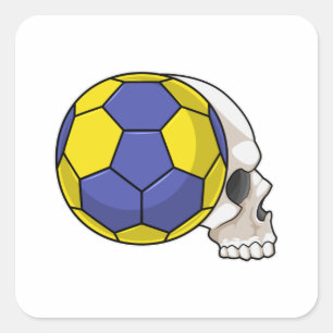 Skull mit Handball Sport Quadratischer Aufkleber