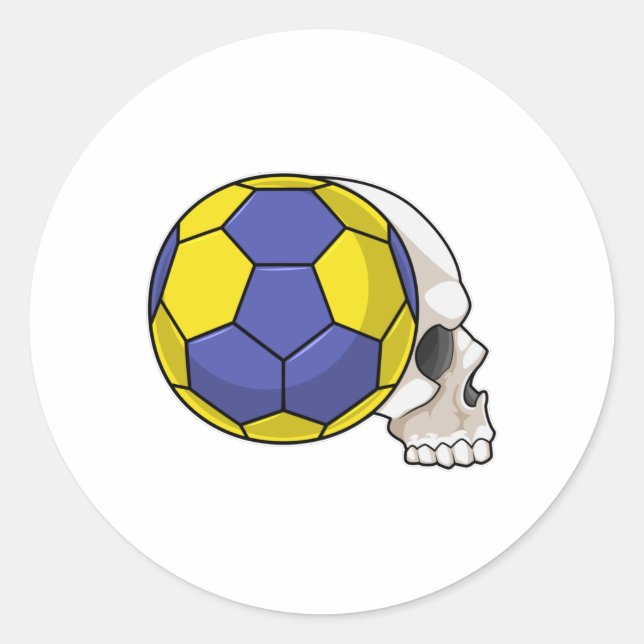 Skull mit Handball Sport Runder Aufkleber (Vorderseite)