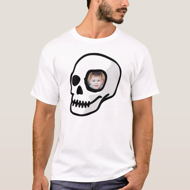 Skull mit Ihrem eigenen Foto kreepischen Spaß T-Shirt (Vorderseite)