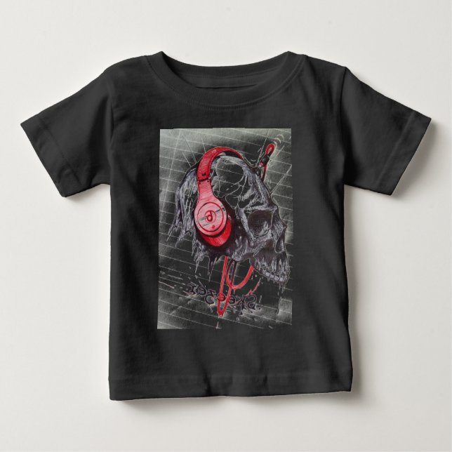 Skull mit Kopfhörer-Design Baby T-shirt (Vorderseite)