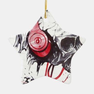 Skull mit Kopfhörer-Design Keramikornament