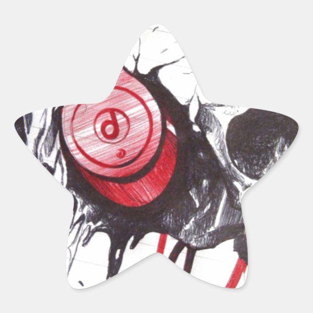 Skull mit Kopfhörer-Design Stern-Aufkleber (Vorderseite)