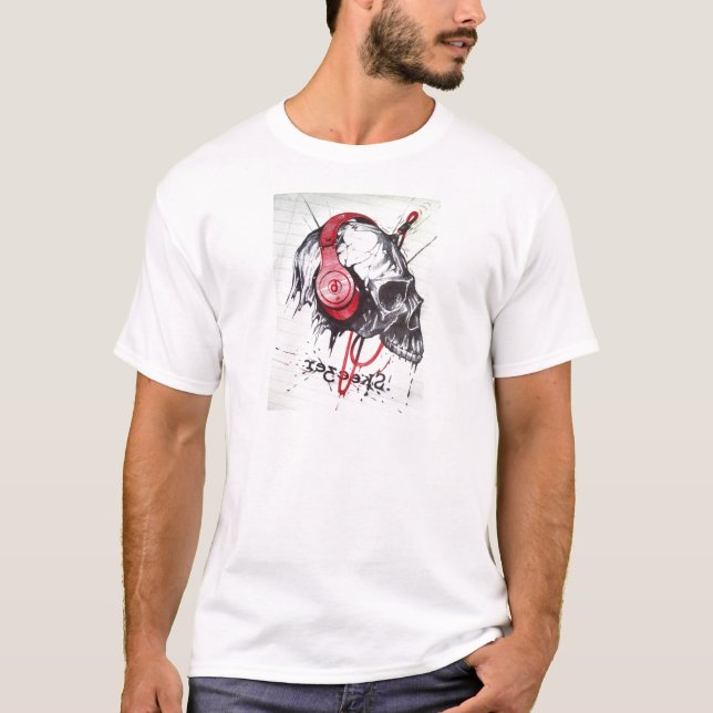 Skull mit Kopfhörer-Design T-Shirt (Vorderseite)