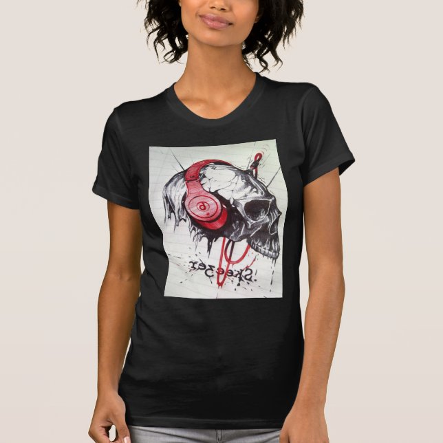Skull mit Kopfhörer-Design T-Shirt (Vorderseite)