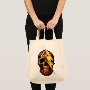Skull mit Leopard Print & Gold Spark Tragetasche