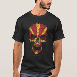 Skull mit Mazedonien Flag Skelett Makedonische Wur T-Shirt