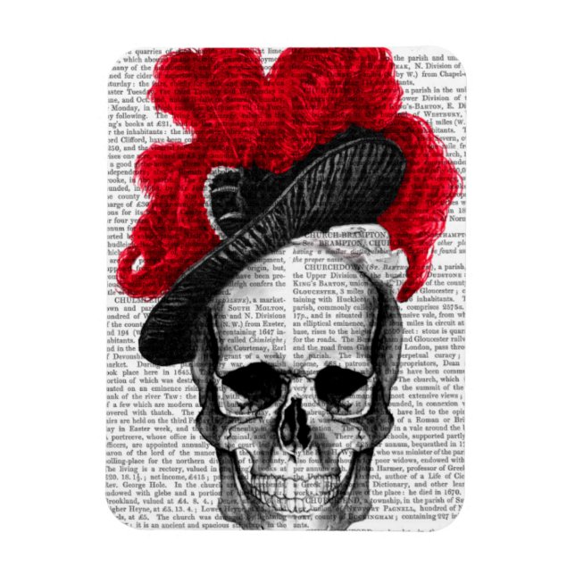 Skull mit Red Hat Magnet (Vertikal)