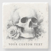 Skull mit Rose Aquarellmalerei