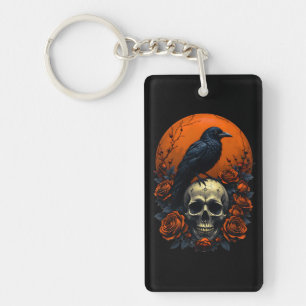 Skull mit Rose & Crow Gothic-Tasse Schlüsselanhänger