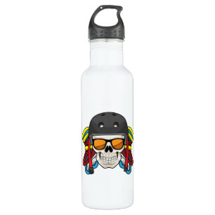 Skull mit Sonnenbrille & Inline-Skaten Edelstahlflasche