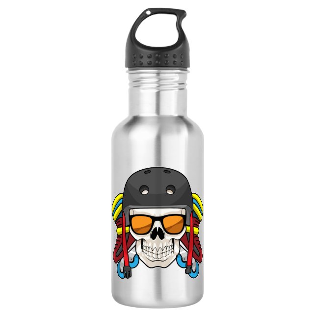 Skull mit Sonnenbrille & Inline-Skaten Edelstahlflasche (Vorderseite)
