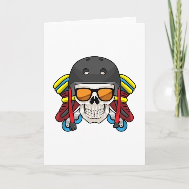 Skull mit Sonnenbrille & Inline-Skaten Karte (Vorderseite)