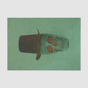 Skull mit Top Hat gothic Green Brown Vintag Seidenpapier