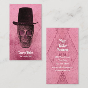 Skull mit Top Hat gothic Pink Girl Vintag Goth Visitenkarte