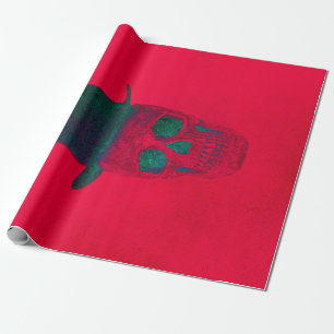 Skull mit Top Hat Red Green Halloween Geschenkpapier