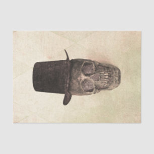 Skull mit Top Hut Gothic Vintag Beige Textur Seidenpapier