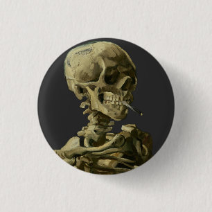 Skull mit Zigarette von Van Gogh Button