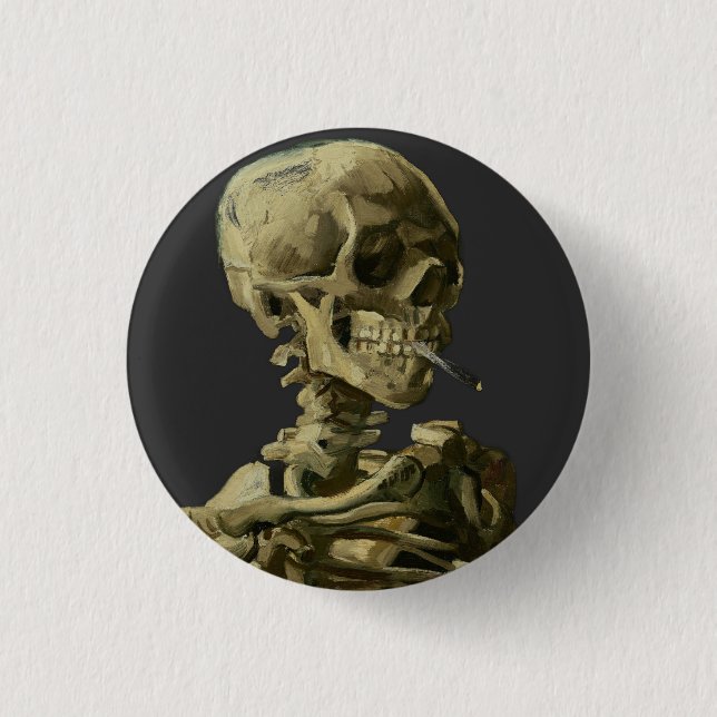 Skull mit Zigarette von Van Gogh Button (Vorderseite)