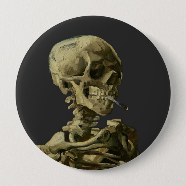 Skull mit Zigarette von Van Gogh Button (Vorderseite)
