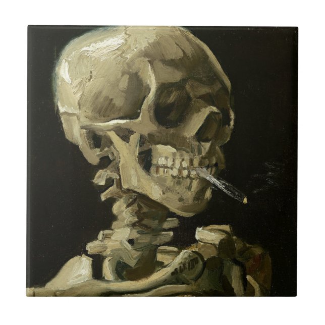 Skull mit Zigarette von Van Gogh Fliese (Vorderseite)
