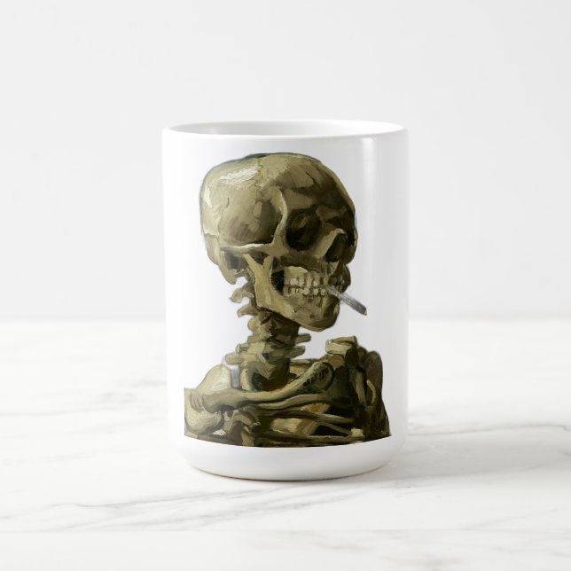 Skull mit Zigarette von Van Gogh Kaffeetasse (Mittel)