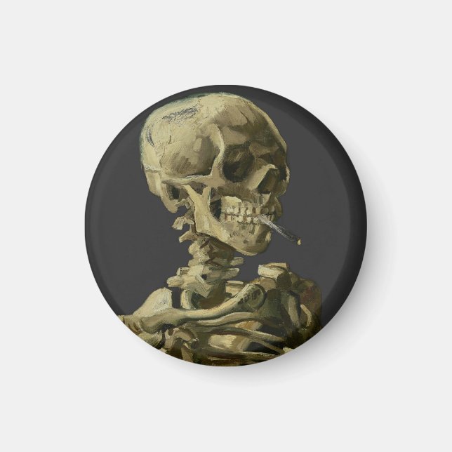 Skull mit Zigarette von Van Gogh Magnet (Vorne)