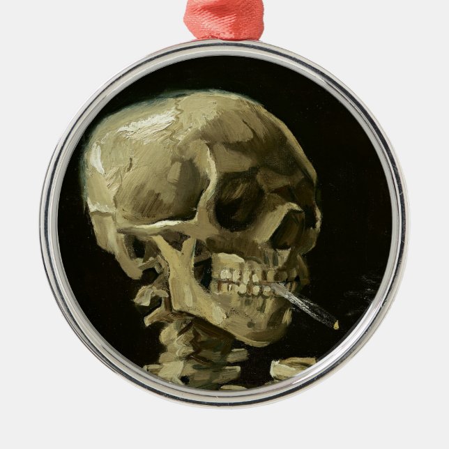 Skull mit Zigarette von Van Gogh Ornament Aus Metall (Vorne)
