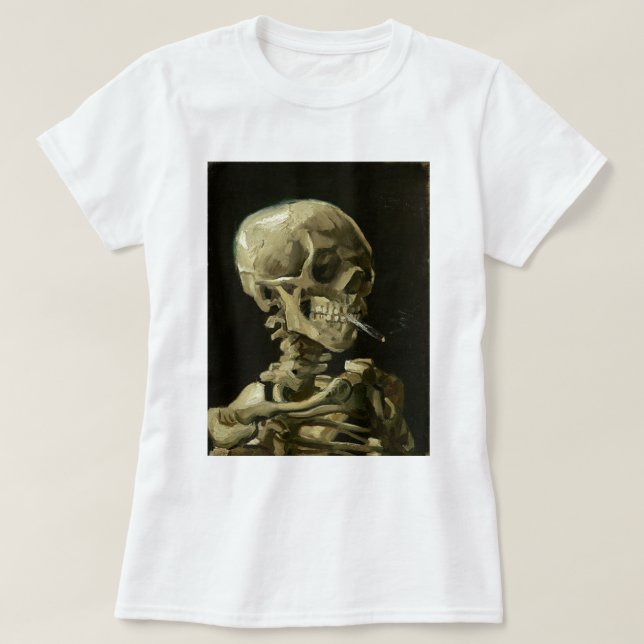 Skull mit Zigarette von Van Gogh T-Shirt (Design vorne)