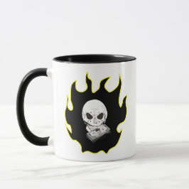 Skull Money Flame Death Biker Style Black Yellow Tasse