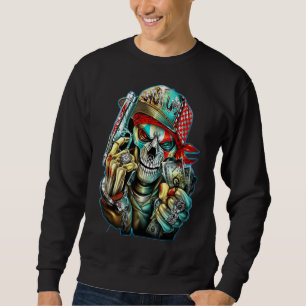 Skull Monster Ghost Beängstigend Horror Cool Glass Sweatshirt