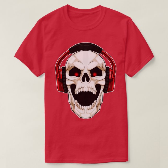 Skull Musician Headphone Music T-Shirt (Design vorne)