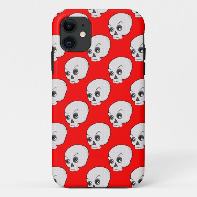 Skull-Muster auf rotem Hintergrund Case-Mate iPhone Hülle (Rückseite)