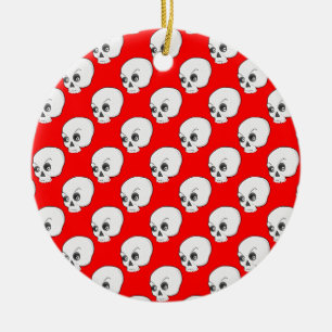 Skull-Muster auf rotem Hintergrund Keramikornament
