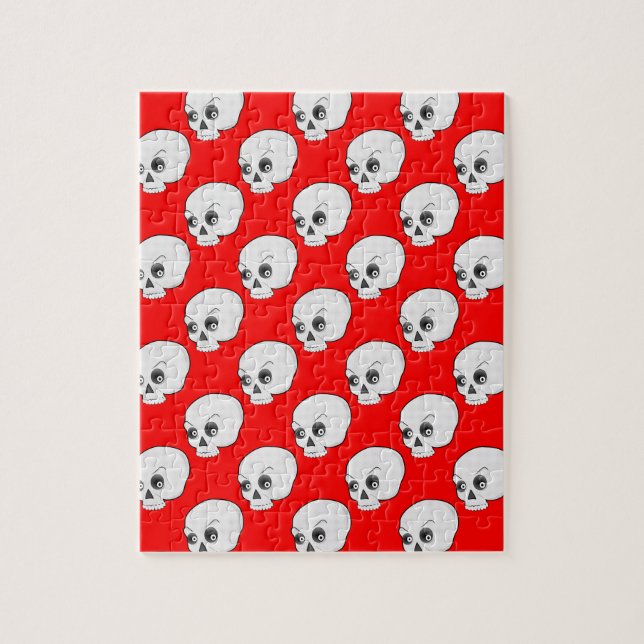 Skull-Muster auf rotem Hintergrund Puzzle (Vertikal)