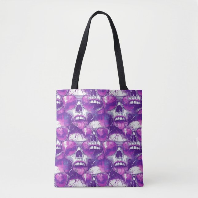 Skull Muster Design mit Lila Sonnenbrille (Vorderseite)